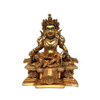  Monastery Quality Buddhist Statue of Yellow Jambala Full Fire Gold plated , Painted Face 