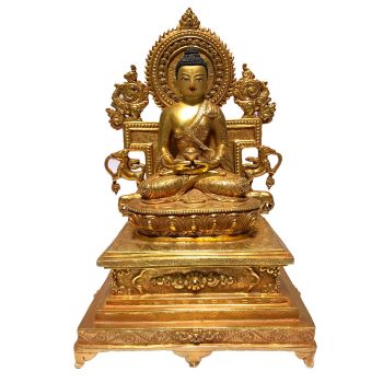  Monastery Quality Buddhist Statue of Amitabha Buddha Full Fire Gold plated , Painted Face 