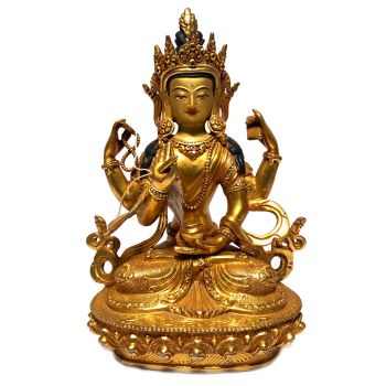  Monastery Quality Buddhist Statue of Prajnaparamita Full Fire Gold plated , Painted Face 
