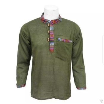 Nepali Handmade Cotton Kurta , Green Dying 