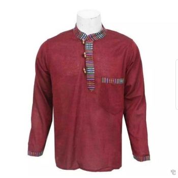 Nepali Handmade Cotton Kurta , Maroon Dying 