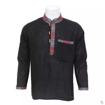 Nepali Handmade Cotton Kurta , Black Dying 