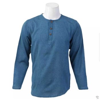 Nepali Handmade Cotton Kurta , Turquoise Blue Dying 