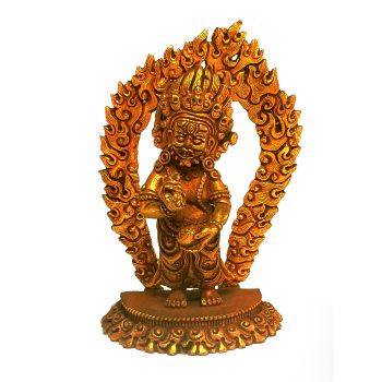 Nepali Small Statue Of Mahakala 2 arms , Full Gold Plated 