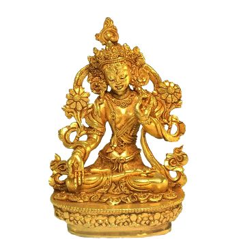 Nepali Small Statue Of White Tara, Full Gold Plated