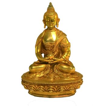 Nepali Small Statue Of Amitabha Buddha , Full Gold Plated 