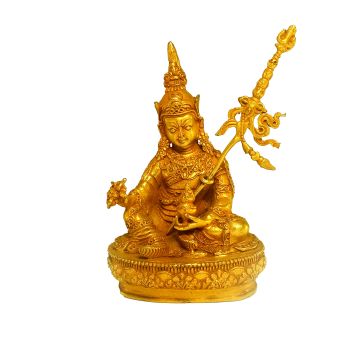 Nepali Small Statue Of Padmasambhava Full Gold Plated