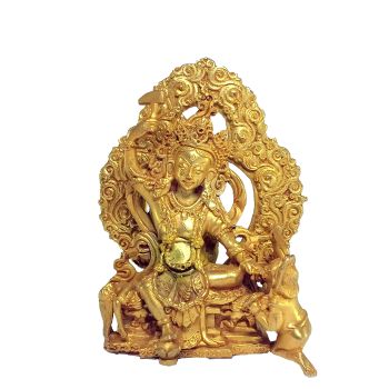 Nepali Small Statue Of Bandevi , Full Gold Plated 