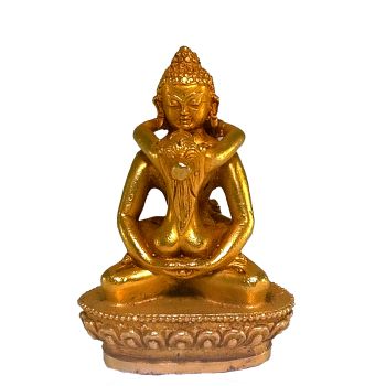 Nepali Small Statue Of Samantabhadra, Full Gold Plated