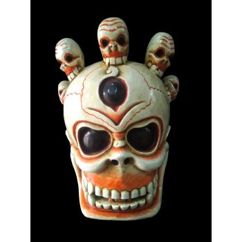 Handmade Wooden Mask Of Mahakal , Painted White 