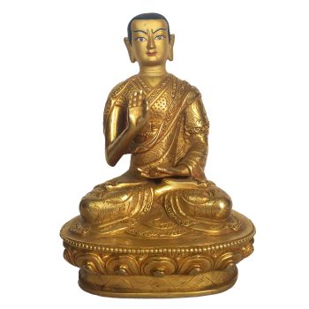 Statue of Tson Kapa disciple , Full Gold Plated , painted Face
