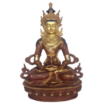 Statue of Aparmita Amitayus, Partly Gold Plated Painted Face 