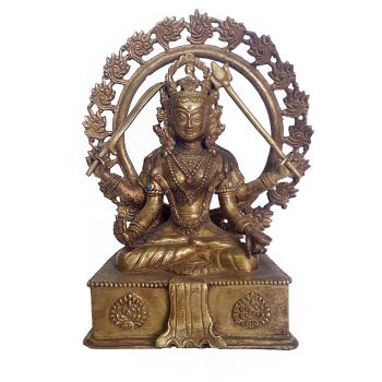 Very Rare Hindu , Old Statue of Santoshi Mata, Full Gold Plated