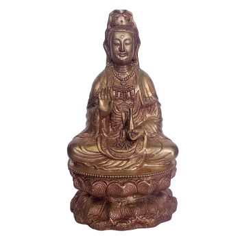 Rare Statue of Japanese Gunyin, Avalokitesvara, Glossy, Without Patina Finishing