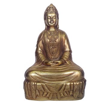 Rare Japanese Style Amitabha Buddha, Full Fire gold Plated 