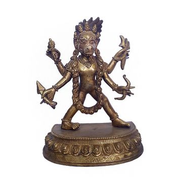  Very rare antique Statue of Yamantaka - Megasambara without Consort, Full Fire Gold Plate , Natural Antique 