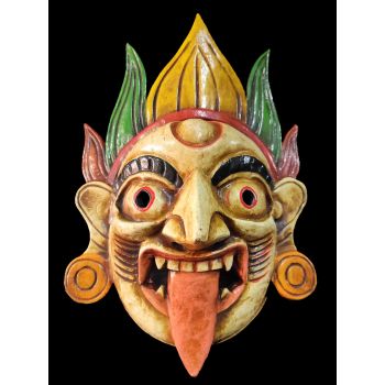 Handmade Wooden Mask Of Kali, Painted White