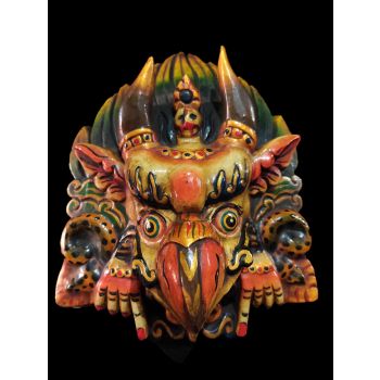 Handmade Wooden Mask Of Garudha, Painted White