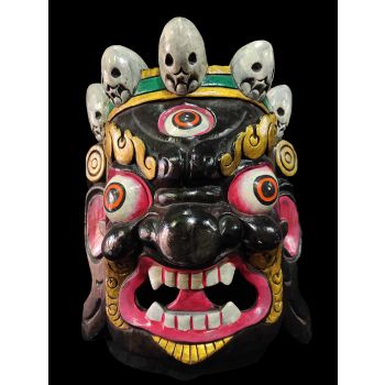 Handmade Wooden Mask Of Ganesh, Painted Black 