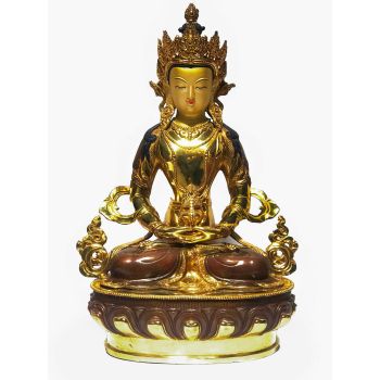  Monastery Quality Statue Of Aparmita, Amitayus, Chepame Fire Full Gold Plated , with Painted Face