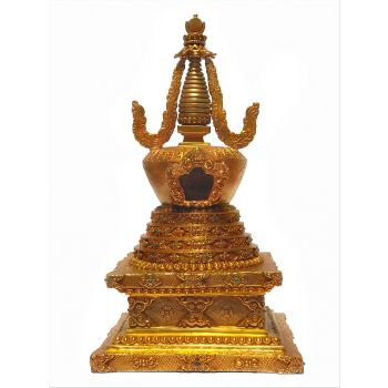 Monastery Quality Statue Stupa - Chaitya Of Chiba, Fire Gold Plated