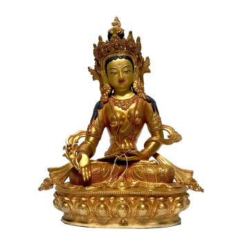 Monastery Quality Statue Of Tara , Fire Full Gold Plated , with Painted Face