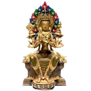 Monastery Quality Statue Of Maiterya Buddha, Partly Gold Plated , with Painted Face
