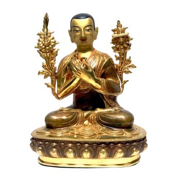  Monastery Quality Statue Of Lama, Partly Gold Plated , with Painted Face