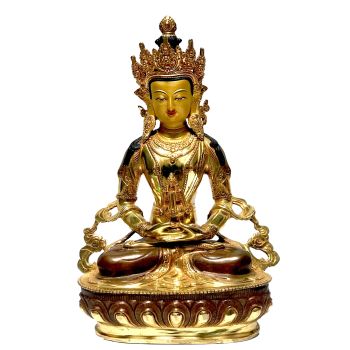 Monastery Quality Statue Of Amitayus, Partly Gold Plated , with Painted Face
