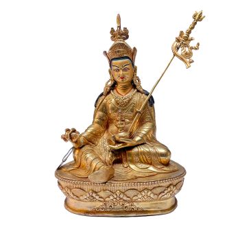 Nepali Statue Of Padmasambhava, Copper Gold Plated