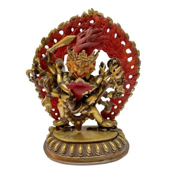 Nepali Statue Of Chakrasambara, Copper Gold Plated