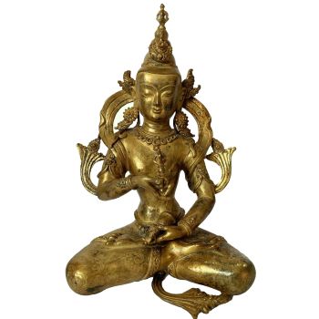 Nepali Statue Of VajraSattva, Copper Gold Plated , Antique Finishing 