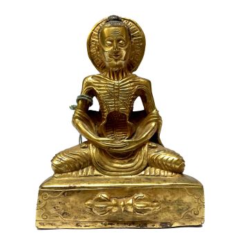 Nepali Statue Of Dieting Buddha, Full Gold Plated