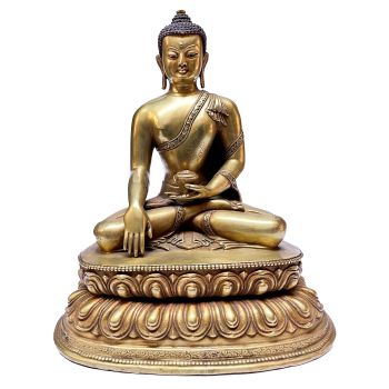 Nepali Statue Of Shakyamuni Buddha, Partly Gold Plated 