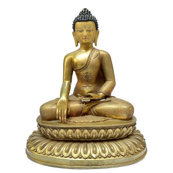 Nepali Statue Of Shakyamuni Buddha, Full Gold Plated 