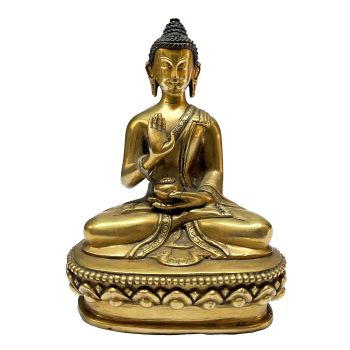 Nepali Statue Of Amoghasiddhi Buddha, Full Gold Plated 