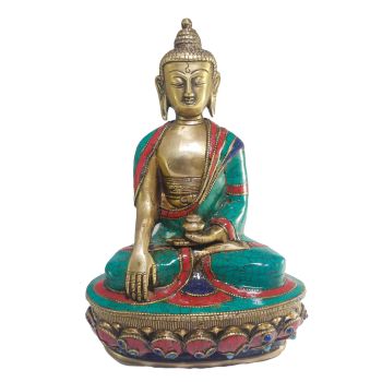 Statue of Shakyamuni Buddha with Real Stone Setting 