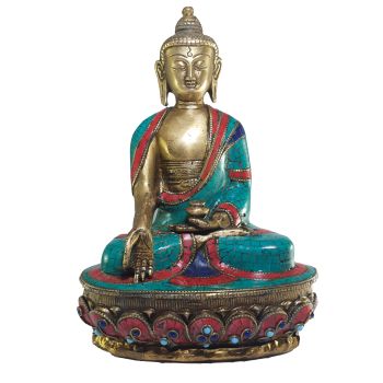 Statue of Ratnasambhava Buddha with Real Stone Setting , Better Work