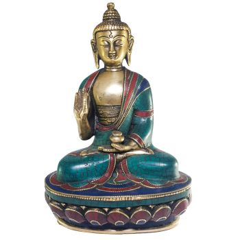 Statue of Amoghasiddhi Buddha with Real Stone Setting , Better Work