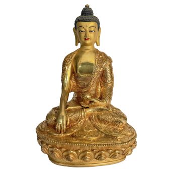 Handmade Nepali Statue Of Buddha, Full Gold Plated 