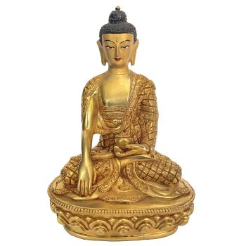 Handmade Nepali Statue Of Buddha, Full Gold Plated 