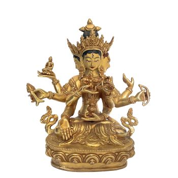 Handmade Nepali Statue Of Ushnisha Vijaya, Full Gold Plated 