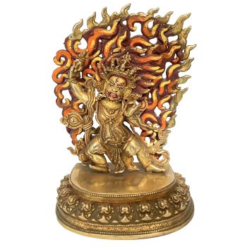 Handmade Nepali Statue Of Vajrapani, Full Gold Plated 