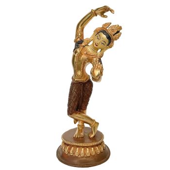 Handmade Nepali Statue Of Maya Devi, Partly Gold Plated 