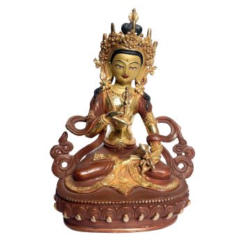 Handmade Nepali Statue Of Vajrasattva, Partly Gold Plated