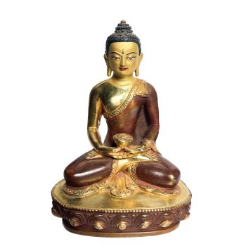Handmade Nepali Statue Of Buddha, Partly Gold Plated