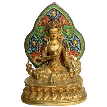 Handmade Nepali Statue Of Chitiz Garba, Partly Gold Plated