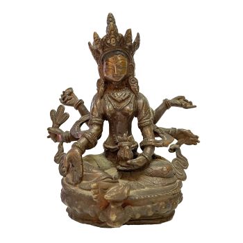 Nepali Handmade Statue Of Vasudhara, Chocolate Oxidized