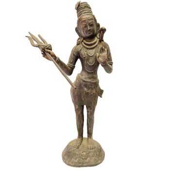Nepali Handmade Statue Of Shiva, Antique Oxidized