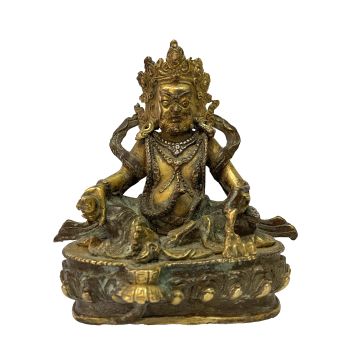 Nepali Handmade Statue Of Jambala, Bronze Plated 